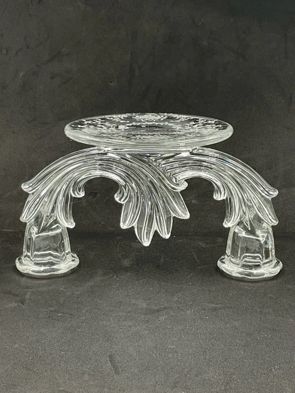 Vintage Fostoria Baroque Clear Etched Double Candle Holder